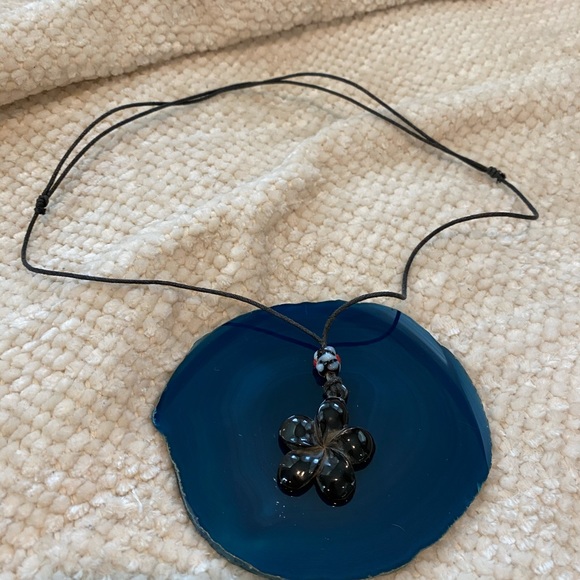 Black Plumeria Necklace - Picture 1 of 4